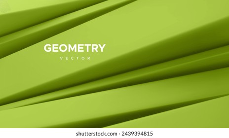 3d matcha green abstract background. Geometry shift. Slanted shapes. Vector illustration of diagonal sliced geometry shapes. Minimalist design concept