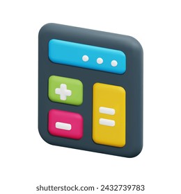 3D-Mathematik-Gerät berechnen Icon Vektor. Isoliert auf weißem Hintergrund. 3D-Buchhaltung, Geschäfts- und Finanzkonzept. Cartoon Minimaler Stil. 3D-Rechner Symbol Vektor Rendering Illustration.
