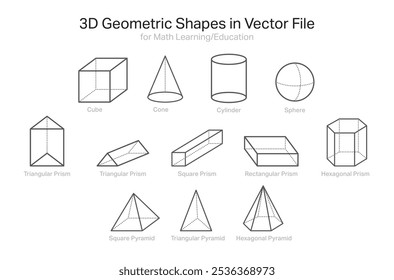 3D Wiskundige Geometrische Vorm in Vectorbestand voor het Berekenen van Leren en Onderwijs
