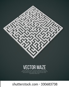3D Maze / Labyrinth with Entry and Exit. Find the Way Out Concept. Transportation / Logistics Abstract Background Concept. Business Path Concept. Vector Illustration.