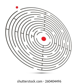 3D Maze Vector Illustration with Start and End Red Poins
