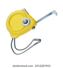 3d Measuring Tape Construction and Repair Concept Cartoon Design Style Isolated on a White Background. Vector illustration