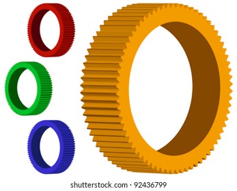 3d mechanic wheels against white background, abstract vector art illustration