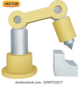 3d Mechanical Arm Icon. 3d Industrial Robot Hand Icon. 3d Process Automation Icon.