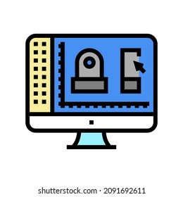 3d in mechanical design color icon vector. 3d in mechanical design sign. isolated symbol illustration