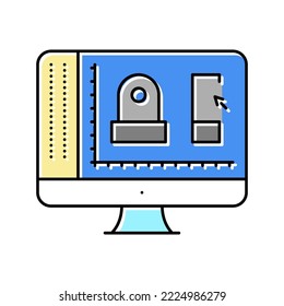 3d in mechanical design color icon vector. 3d in mechanical design sign. isolated symbol illustration