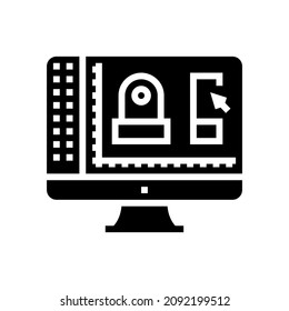 3d in mechanical design glyph icon vector. 3d in mechanical design sign. isolated contour symbol black illustration