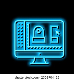 3d in mechanical design neon light sign vector. 3d in mechanical design illustration