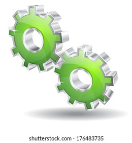 3D Mechanical Gear Settings Vector Icon