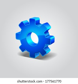 3D Mechanical Gear Settings Vector Icon