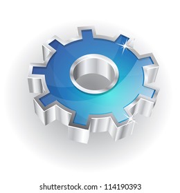 3D Mechanical Gear Vector Icon