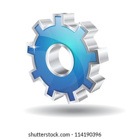 3D Mechanical Gear Vector Icon