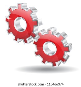 3D Mechanical Gear Vector Icon