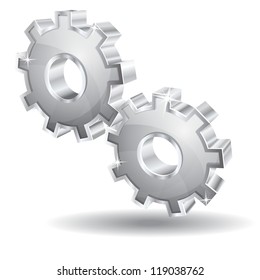 3D Mechanical Gear Vector Icon