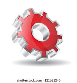3D Mechanical Gear Vector Icon