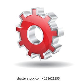 3D Mechanical Gear Vector Icon