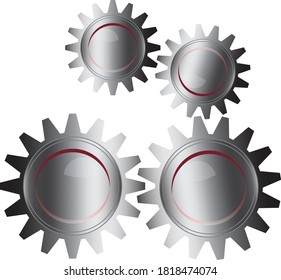 3D mechine silver gears vector illustration. 