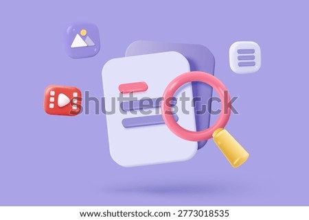 3d media cloud for management multimedia file document. Image and video document folder on digital file, app with data transfer notification icon. 3d cloud storage icon vector render illustration