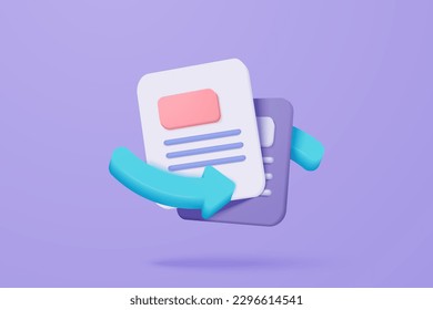 3D media data with video and photo gallery library. Searching image and video files in database. Document management soft, document form, compound docs concept. 3d file icon vector render illustration