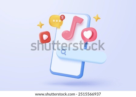 3d media file management concept. Searching image and video files in database. Document management soft, document flow app, compound docs concept. 3d magnifying icon vector rendering illustration