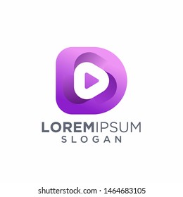 3D media play logo design.