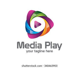 3D media play logo design. Colorful  3D media play logo vector template. Media play concept with 3D style design vector.