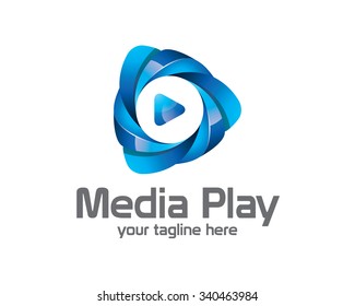 3D media play logo design. Colorful  3D media play logo vector template. Media play concept with 3D style design vector.