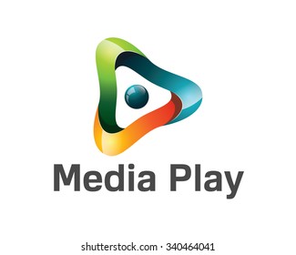 3D media play logo design. Colorful  3D media play logo vector template. Media play concept with 3D style design vector.
