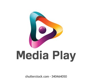3D media play logo design. Colorful  3D media play logo vector template. Media play concept with 3D style design vector.