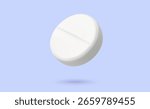 3d medical circle tablet icon, isolated on background. Tablet pill icon in 3d vector illustration
