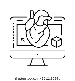 3d in medical line icon vector. 3d in medical sign. isolated contour symbol black illustration