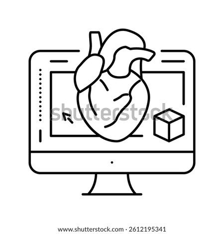 3d in medical line icon vector. 3d in medical sign. isolated contour symbol black illustration