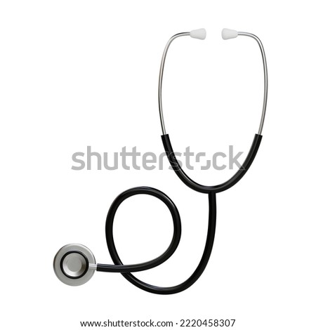 3d medical stethoscope equipment. Symbol medicine, wellness and online healthcare concept. Isolated icon realistic vector illustration on white transparent background