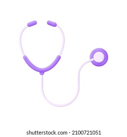 3d Medical stethoscope isolated on white background. Stethoscope cardio device. Trendy and modern vector in 3d style.