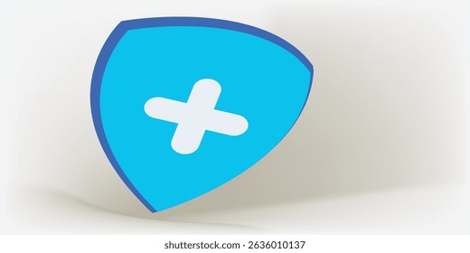 3D medical vector protection with plus on pastel background