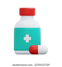 3d vector de icono de medicina. Aislado sobre fondo blanco. 3 d concepto de farmacia, medicina y salud. Dibujo de estilo mínimo. Ilustración de vectores de iconos de drogas 3d.