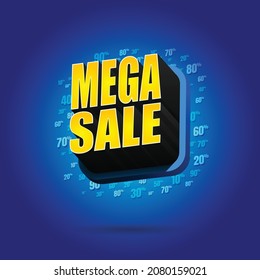 3D Mega sale with discount sign background