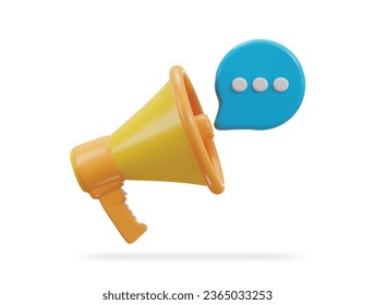 3d megaphone with chatting bubble icon