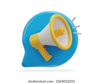 3d megaphone with chatting bubble icon