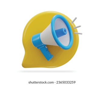 3d megaphone with chatting bubble icon