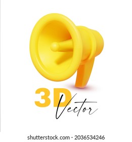 3D megaphone. Colorful realistic render. Message icon. Sale sign.