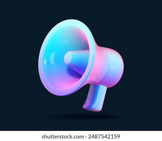 3D megaphone for promotional announcements and communication. Loudspeaker designed for notifications, depicted as a 3D speakerphone icon.