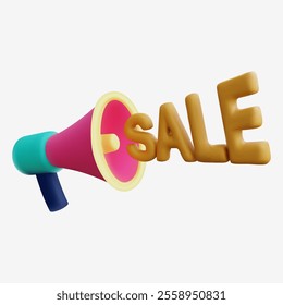 3D Megaphone Sale Icon for Promotions and Marketing Campaigns