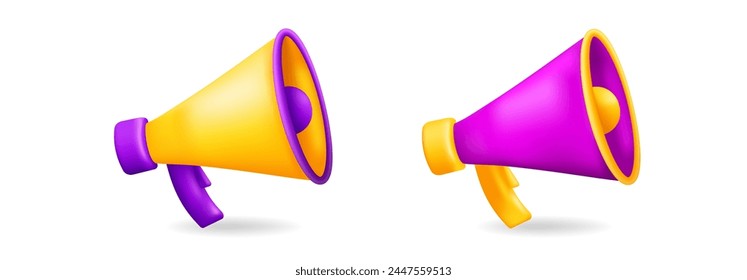 3D-Megaphon-Lautsprecher-Symbol. Farbiges Vektorgrafik-Megaphon-Symbol.