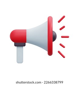 3d megaphone speaker icon vector. Isolated on white background. 3d marketing time, social media marketing and announce promotion concept. 3d loudspeaker bullhorn icon vector render illustration.