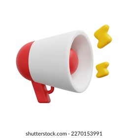 3d megaphone speaker icon vector. Isolated on white background. 3d online marketing and social media concept. Cartoon minimal style. 3d loudspeaker bullhorn icon vector render illustration.