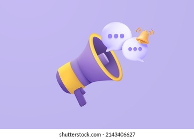 3d megaphone speaker or loudspeaker bullhorn for announce promotion, megaphone loudhailer with microphone mockup , speakerphone 3d vector render for alert and announcement on isolated background