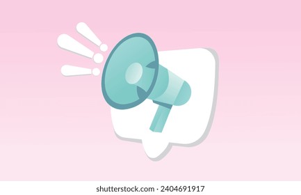 3D megaphone speaker or loudspeaker bullhorn for announce promotion, megaphone loudhailer with microphone mockup.3d handmade.3d goal for technology,online social media usage illustration.