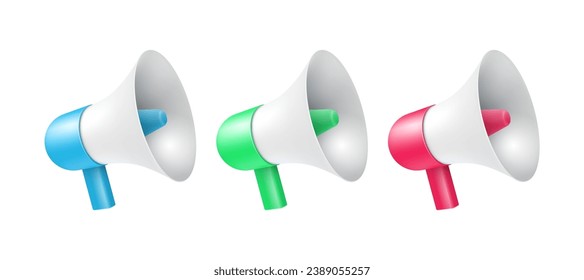 3d megaphone. Speaker loudspeaker for marketing announce. Comment attention, advertising, problem notice and announcement. Speakerphone 3d render icon vector. Equipment for public speech