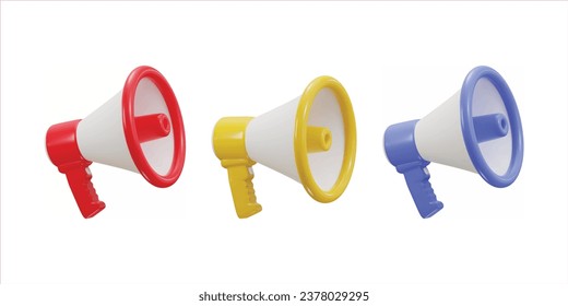 3d megaphone vector icon set